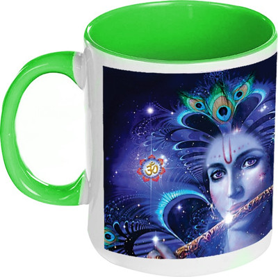58% OFF on AMY God Goddess Radha Krishna Inside Green Coffee Ceramic Mug 325 ml