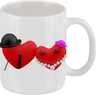 16% OFF on Ellicon Two Love Couple Hearts Love Coffee Mug Ceramic Mug