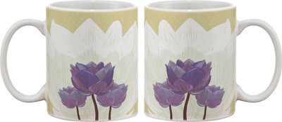 15% OFF on Artifa Purple Floral Design Porcelain, Ceramic Mug 350 ml