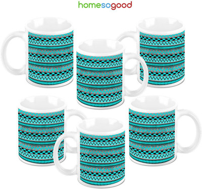 49% OFF on HomeSoGood Flow Of Electrons Ceramic Mug 325 ml, Pack of 6