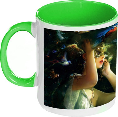 AMY Fairy Tales Princess Pretty Inside Green Coffee Ceramic Mug 325 ml