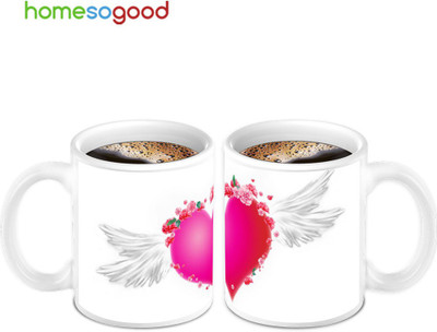 45% OFF on Homesogood Ohh! My Heartbeat Ceramic Mug 280 ml, Pack of 2