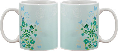 Artifa Birds, Butterflies And Flowers Porcelain, Ceramic Mug 350 ml