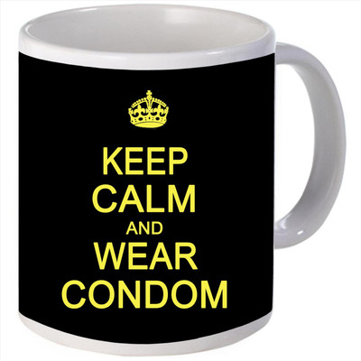 Snoogg Keep calm and wear a condom Porcelain Bone China Coffee Ceramic Mug