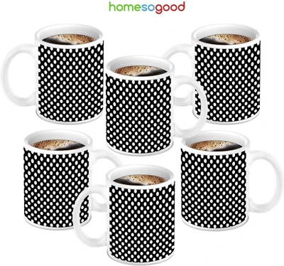49% OFF on HomeSoGood Black And White Dot Pattern Coffee 6 Mugs Ceramic Mug 280 ml, Pack of 6 49% OFF on HomeSoGood Black And White Dot Pattern Coffee 6 Mugs Ceramic Mug 280 ml, Pack of 6