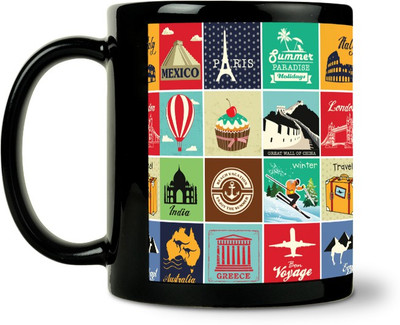 54% OFF on ShopMantra World Travel Pattern Ceramic Mug 300 ml