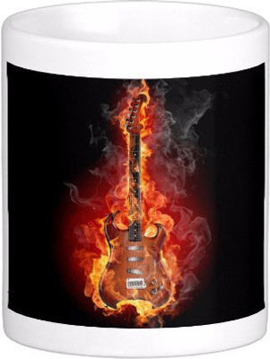 44% OFF on Exoctic Silver Music In My Vein: Flaming Guitar C006 Ceramic Mug 300 ml
