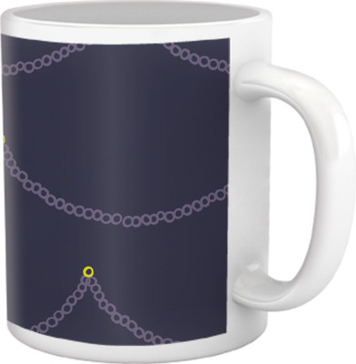75% OFF on Tiedribbons Shy Shine_Geometric Multicolor_ Chains Pattern Ceramic Mug 325 ml