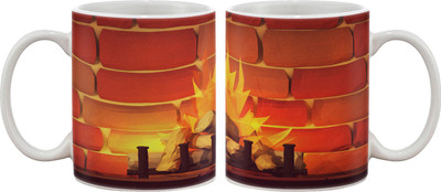 15% OFF on Artifa Fireplace With Red Bricks Porcelain, Ceramic Mug 350 ml