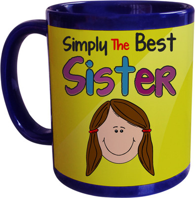 55% OFF on SajawatHomes Simply The Best Sister Blue Coffee Ceramic Mug 350 ml