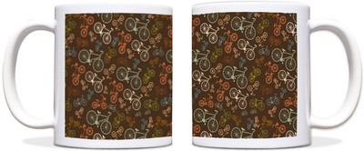 60% OFF on ShopMantra Vintage Cycle Pattern Black Ceramic Mug 300 ml
