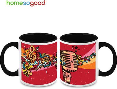 37% OFF on HomeSoGood Start Singing Please Ceramic Mug 325 ml, Pack of 2