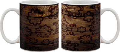 15% OFF on Artifa Abstract Wood Design Porcelain, Ceramic Mug 350 ml
