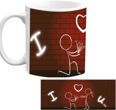 RajLaxmi Love You With Wall Background White Ceramic Mug (350 Ml)
