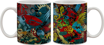 15% OFF on Artifa Abstract Grunge Porcelain, Ceramic Mug 350 ml