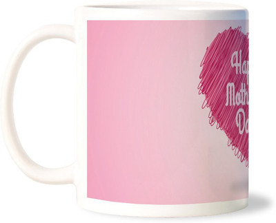 50% OFF on Lovely Collection Happy Mothers Day Pinki Heart Porcelain Mug 325 ml