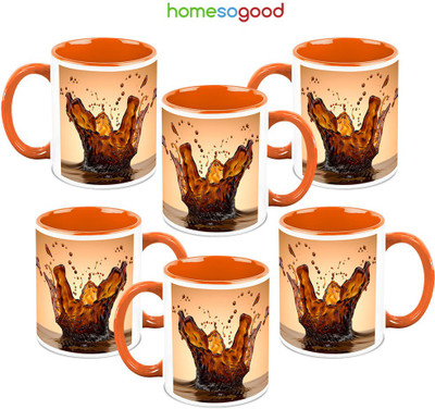 41% OFF on HomeSoGood Extraordinary Cold Coffee QTY 6 Ceramic Mug 325 ml, Pack of 6