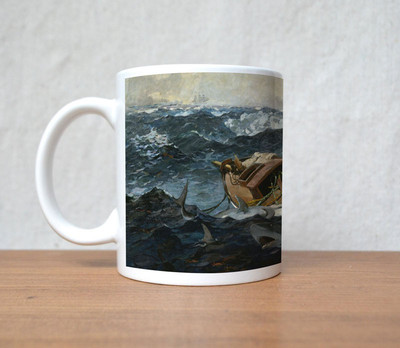 60% OFF on StyBuzz Boat In Sea With Shark Porcelain Mug 300 ml