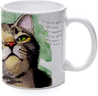 45% OFF on Printland Kitty Thoughts Ceramic Mug 350 ml