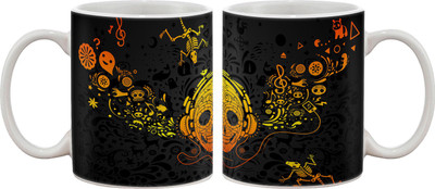 Artifa Skull Listening To Music Porcelain, Ceramic Mug 350 ml