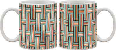 15% OFF on Artifa Grunge Net Pattern Porcelain, Ceramic Mug 350 ml