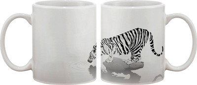 Artifa Tiger Drinking Water Porcelain, Ceramic Mug 350 ml Artifa Tiger Drinking Water Porcelain, Ceramic Mug 350 ml
