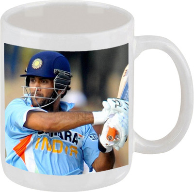 28% OFF on Ellicon C186 Mahendra Singh Dhoni Coffee Ceramic Mug 325 ml