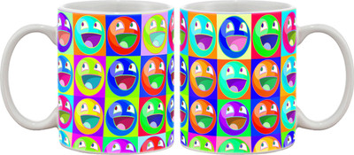 15% OFF on Artifa Colourful Smileys Porcelain, Ceramic Mug 350 ml
