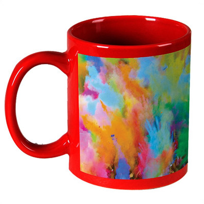 56% OFF on AMY Celebrating Holi With Gulal Red Ceramic Mug 325 ml