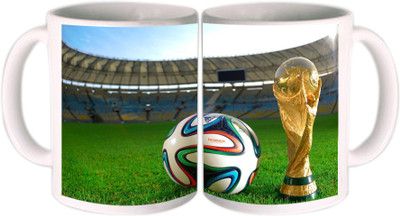 62% OFF on Shopkeeda FIFA 2014 Brazil World Cup 2014 With Green Background Ceramic Mug 350 ml