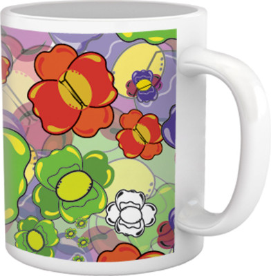 50% OFF on Tiedribbons Geometric Toned_Kids Floral Pattern_Light Shade Ceramic Mug 325 ml