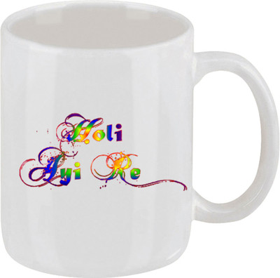 28% OFF on Ellicon C68 Holi Aayi Re Coffee Ceramic Mug 325 ml