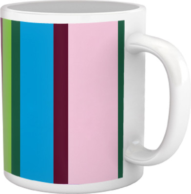50% OFF on Tiedribbons Shy Shine_Geometric Multicolor_ Lines Pattern Ceramic Mug 325 ml