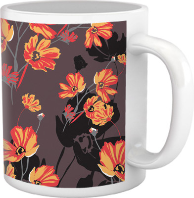 50% OFF on Tiedribbons Geometric Toned_Deep Floral Pattern_Light Shade Ceramic Mug 325 ml