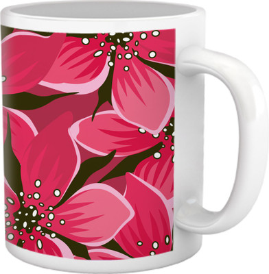 60% OFF on Tiedribbons Geometric Cute_Floral Pattern_Pink Shade Ceramic Mug 325 ml