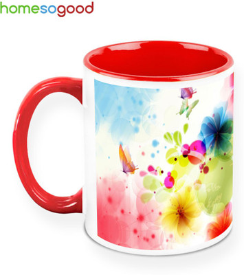 33% OFF on HomeSoGood Butterfly In A Wonderland Ceramic Mug 325 ml