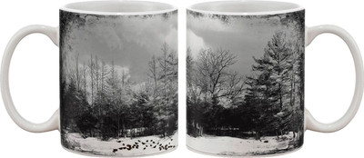 15% OFF on Artifa Winter Black And White Porcelain, Ceramic Mug 350 ml