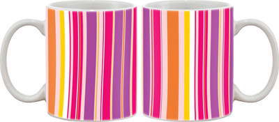 15% OFF on Artifa Colourful Pink Stripes Porcelain, Ceramic Mug 350 ml 15% OFF on Artifa Colourful Pink Stripes Porcelain, Ceramic Mug 350 ml