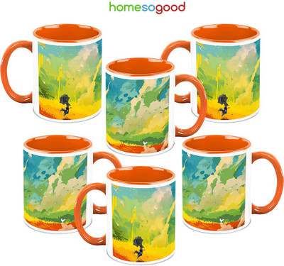 41% OFF on HomeSoGood The Onset Of Monsoon 6 Mugs Ceramic Mug 325 ml, Pack of 6