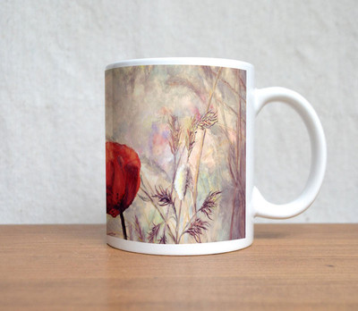 60% OFF on StyBuzz Red Flower With Bee Painting Porcelain Mug 300 ml