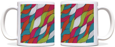 54% OFF on ShopMantra Colorful Vector Threads Pattern Black Ceramic Mug 300 ml