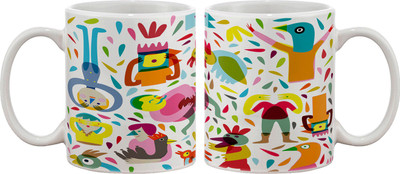 15% OFF on Artifa Humans As Animals Artistic Porcelain, Ceramic Mug 350 ml