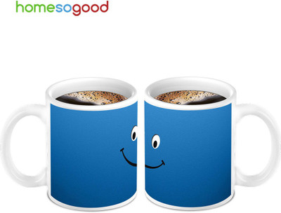 45% OFF on HomeSoGood Lovely Smiley Ceramic Mug 280 ml, Pack of 2 45% OFF on HomeSoGood Lovely Smiley Ceramic Mug 280 ml, Pack of 2