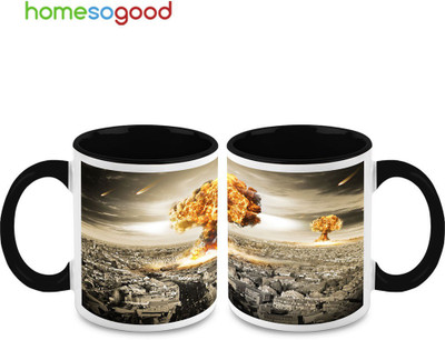 37% OFF on HomeSoGood Start Of A War Ceramic Mug 325 ml, Pack of 2