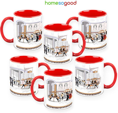 41% OFF on HomeSoGood The European Way Of Life Pack Of 6 Ceramic Mug 325 ml, Pack of 6