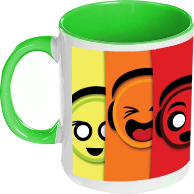 58% OFF on AMY Emotions Multicolor Inside Green Coffee Ceramic Mug 325 ml