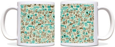 60% OFF on ShopMantra Vintage TV Pattern Black Ceramic Mug 300 ml