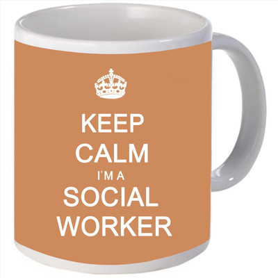 Snoogg Keep calm im aocial worker Porcelain Bone China Coffee Ceramic Mug