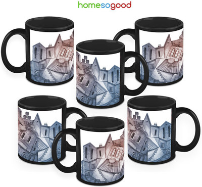 41% OFF on HomeSoGood An Old Building Pack Of 6 Ceramic Mug 325 ml, Pack of 6