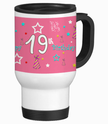 52% OFF on SajawatHomes 19th Happy Birthday White Travel Stainless Steel Mug 600 ml